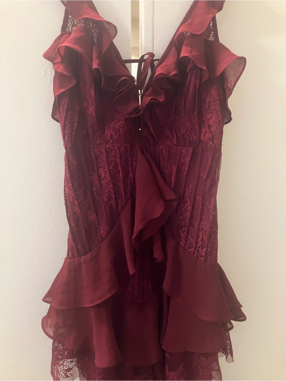 For Love & Lemons Bordeaux Daphne Lace Midi Dress Sz S. - Picture 3 of 9